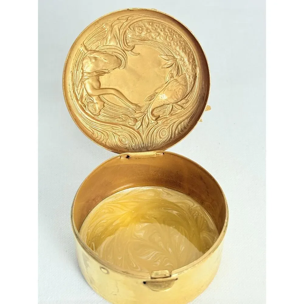 Kirks Folly Multicolor Ornate GoldTone Floral Art Nouveau Style Trinket Box